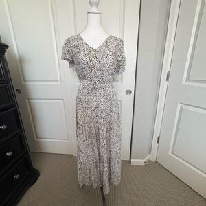 Elegant Black and White Floral Dress Prairie Dress